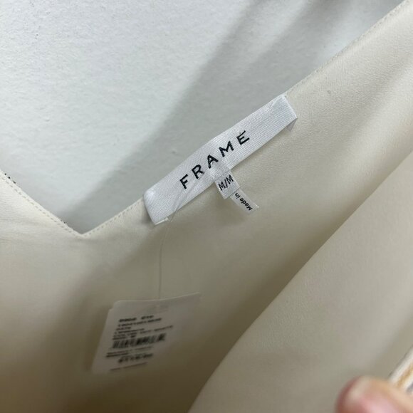 NWT FRAME Striped Bias Cami Slip Dress off white multi medium - Picture 5 of 13